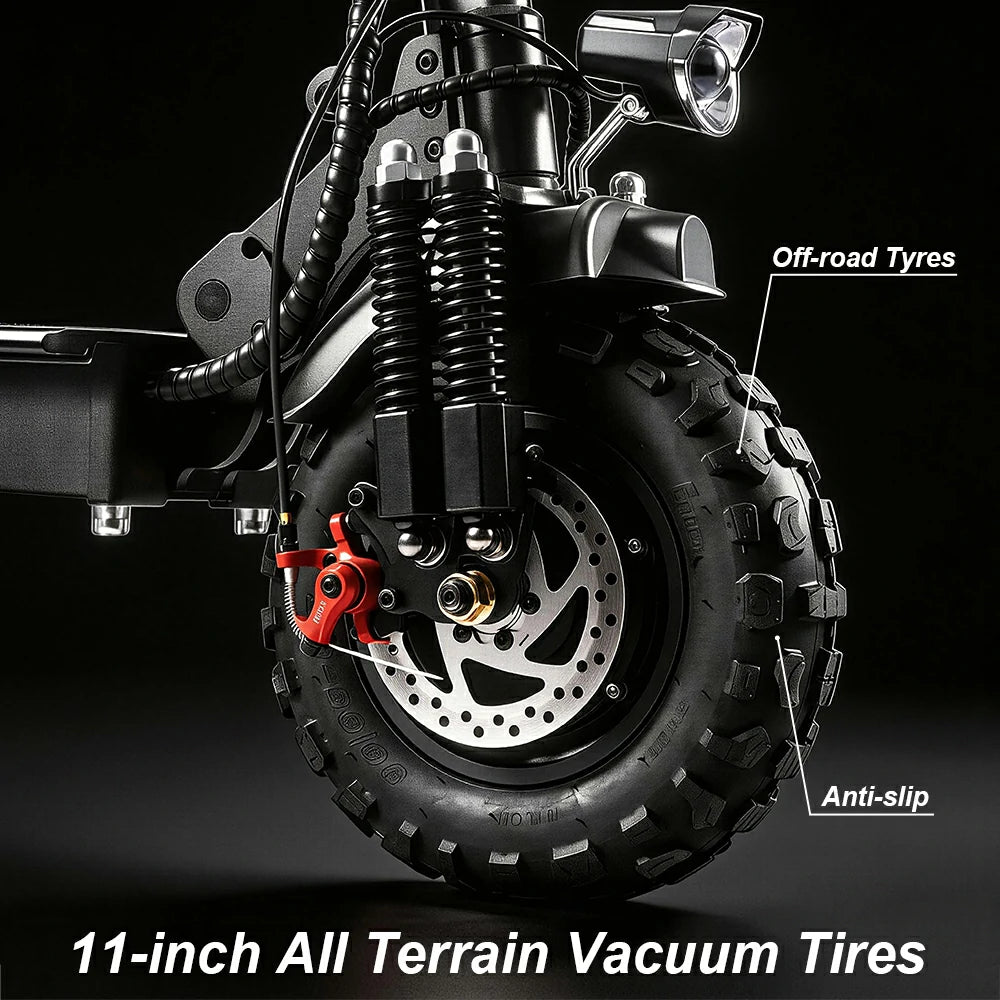 Eeeza All Terrain Electric Scooter with 2000W Power Motors and 11-Inch Vacuum Tires, 4-mode, Black