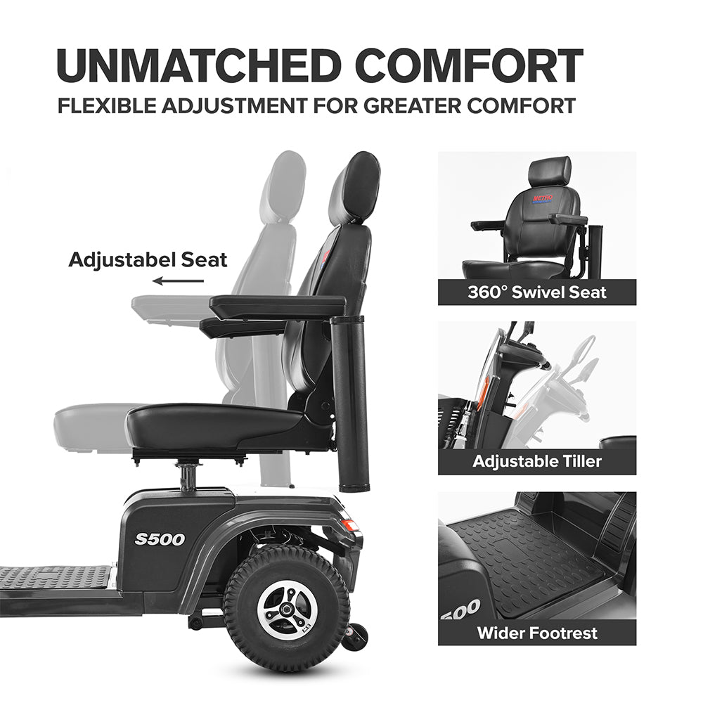 METRO MOBILITY Foldable 500W 24V 52Ah Electric Mobility Scooter