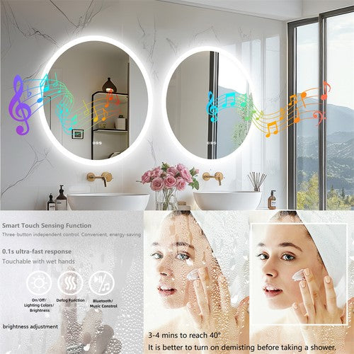 80CM LED Lighted Bathroom Mirror Backlit Bluetooth Vanity Mirror Shatterproof AU