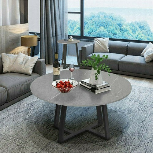 2PCS Nordic Nesting Coffee Table Marble Side End Tables Round Plate Home Office