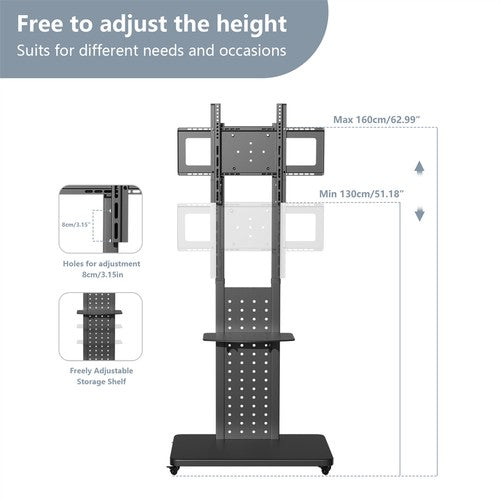 32"-65" Floor TV Stand Rotating TV Mount Bracket Height Adjustable