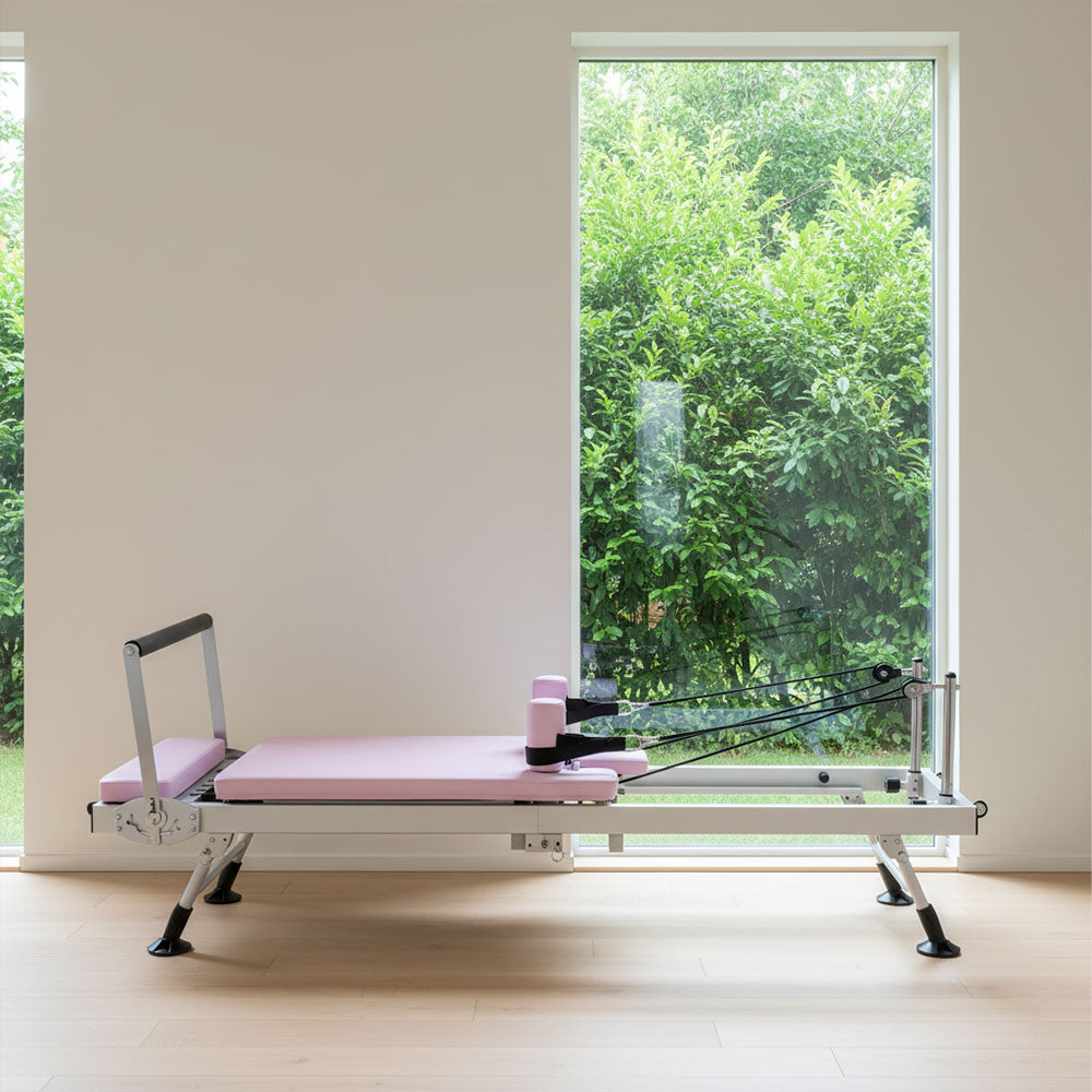 Eeeza Foldable Pilates Reformer, Silent Resistance with Adjustable Steel Frame