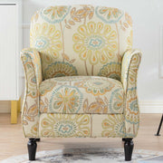 Vintage Floral Accent Armchair for Living Room, Fabric, Birch