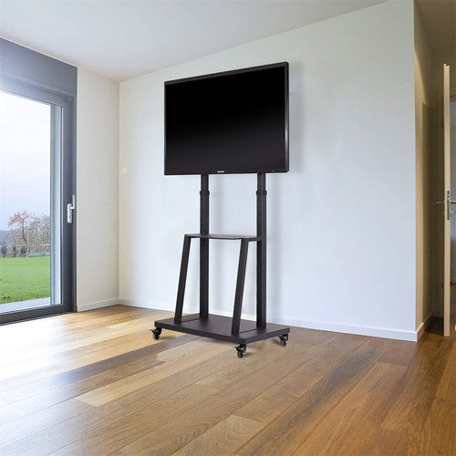 Mobile TV Cart for 32-100" Height Adjustable Rolling Floor TV Stand w/ Dual Tray