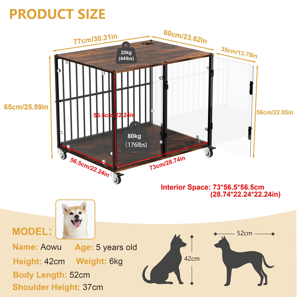 Strong Tempered Glass Dog Cage Furniture Side Table Dog Kennel