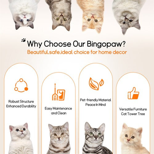 Large Multi-Level Cat Tree Activity Tower Cozy Kitten Play House w/Plush Cushion