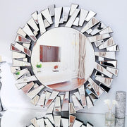 80CM Large Decorative Mirror Unique 3D Starburst Wall Mirror with Beveled Edge
