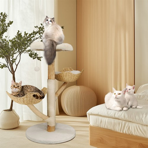 Large Multi-Level Cat Tree Activity Tower Cozy Kitten Play House w/Plush Cushion