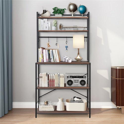 5Tier Kitchen Baker's Rack Utility Storage Shelf Microwave Oven Stand w/ 10Hooks