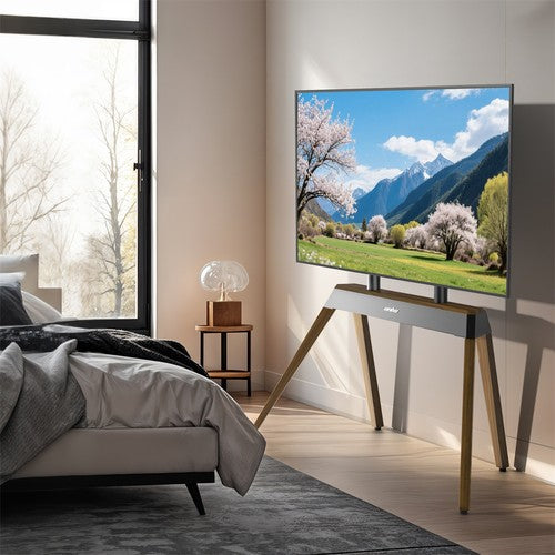 40-86" TV Floor Stand Strong Solid Wood Shelf TV Mount Stand Loads up to 110lbs