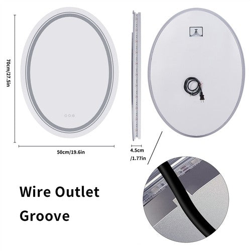 Dual Lights LED Oval Bathroom Mirror Anti-fog HD Hotel Makeup Mirror