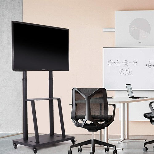 Mobile TV Cart for 32-100" Height Adjustable Rolling Floor TV Stand w/ Dual Tray