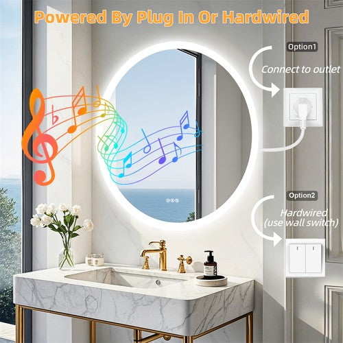 80CM LED Lighted Bathroom Mirror Backlit Bluetooth Vanity Mirror Shatterproof AU