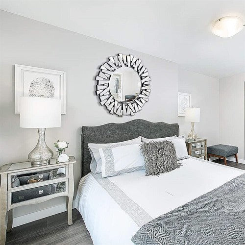 80CM Large Decorative Mirror Unique 3D Starburst Wall Mirror with Beveled Edge