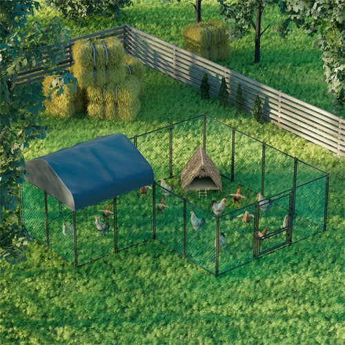 Large Iron Walk-in Chicken Run Coop Heavy Duty Poultry Rabbit Kennel Hutch Pen