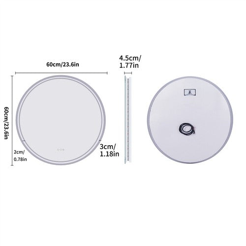 LED Wall Makeup Mirror Round Dimmable LED Bathroom Mirror Smart Touch