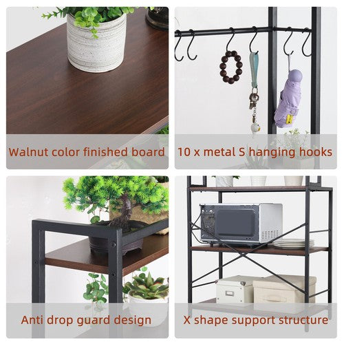 5Tier Kitchen Baker's Rack Utility Storage Shelf Microwave Oven Stand w/ 10Hooks