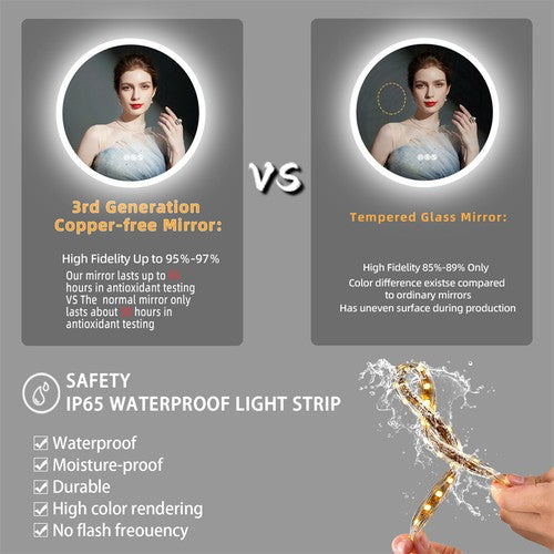 80CM LED Lighted Bathroom Mirror Backlit Bluetooth Vanity Mirror Shatterproof AU