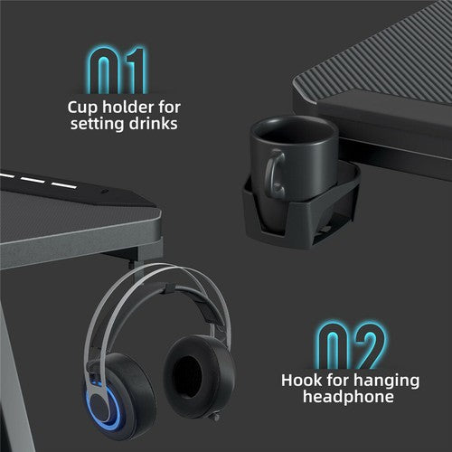 Gaming Desk Computer Table PC Laptop RGB LED Lights Racing Gamer Workstation 40"