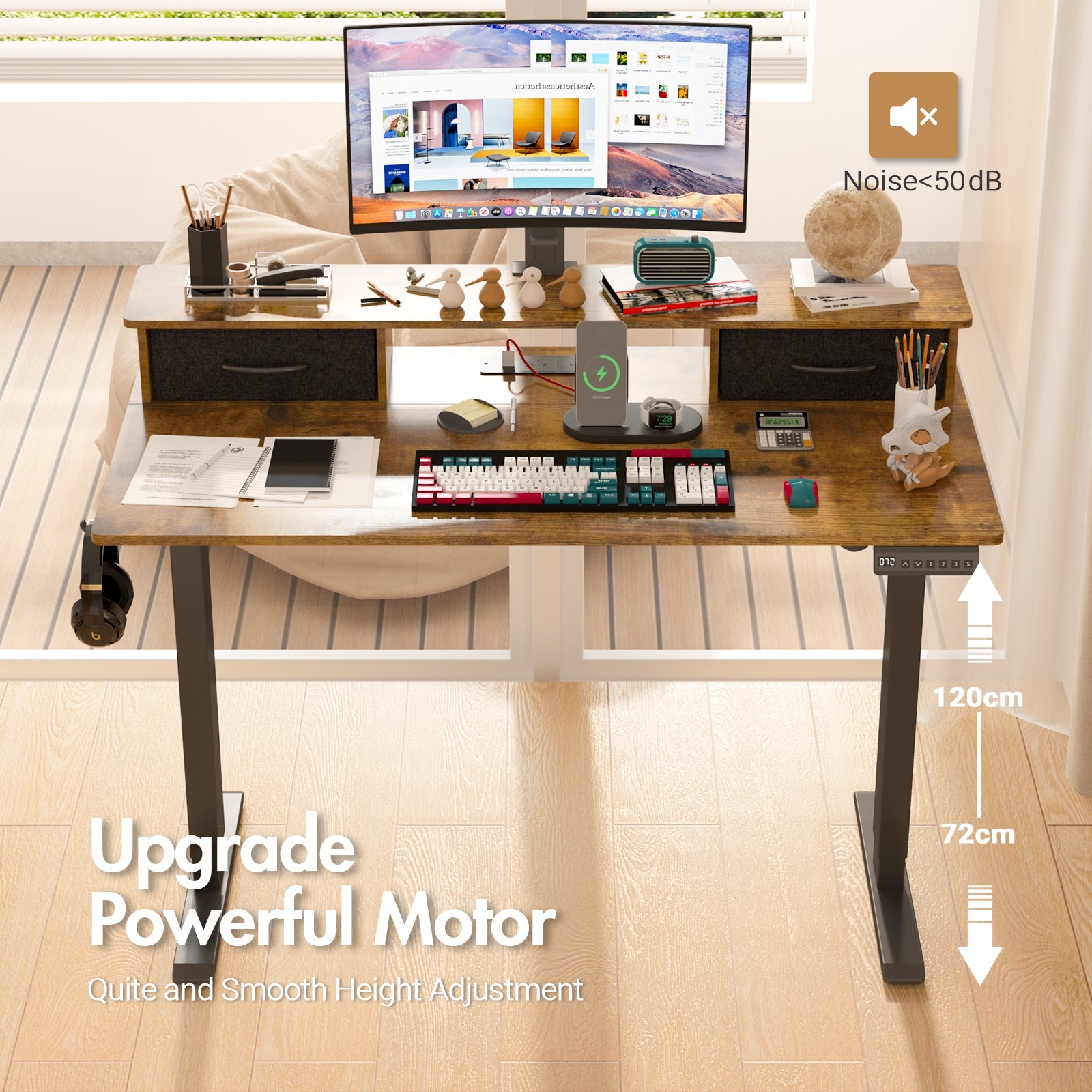 Advwin Electric Standing Desk with Monitor Stand