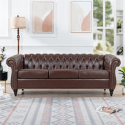 Retro Chesterfield Style Sofa, 3-Seater, PU Leather