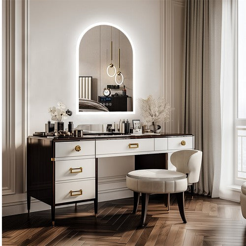 Arched LED Backlit Bathroom Mirror Music Bluetooth Speaker Vanity Mirror 3 Color