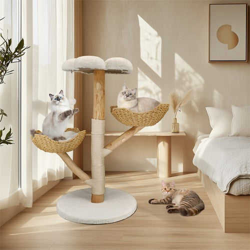 Large Multi-Level Cat Tree Activity Tower Cozy Kitten Play House w/Plush Cushion