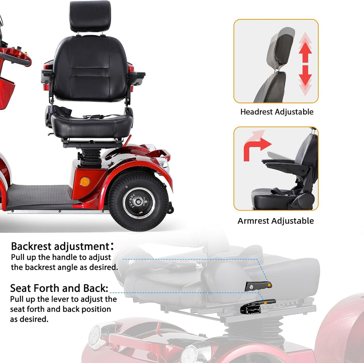 Eeeza BSH Deluxe Mobility Scooter for Senior, 500W 48V Comfort Cruiser