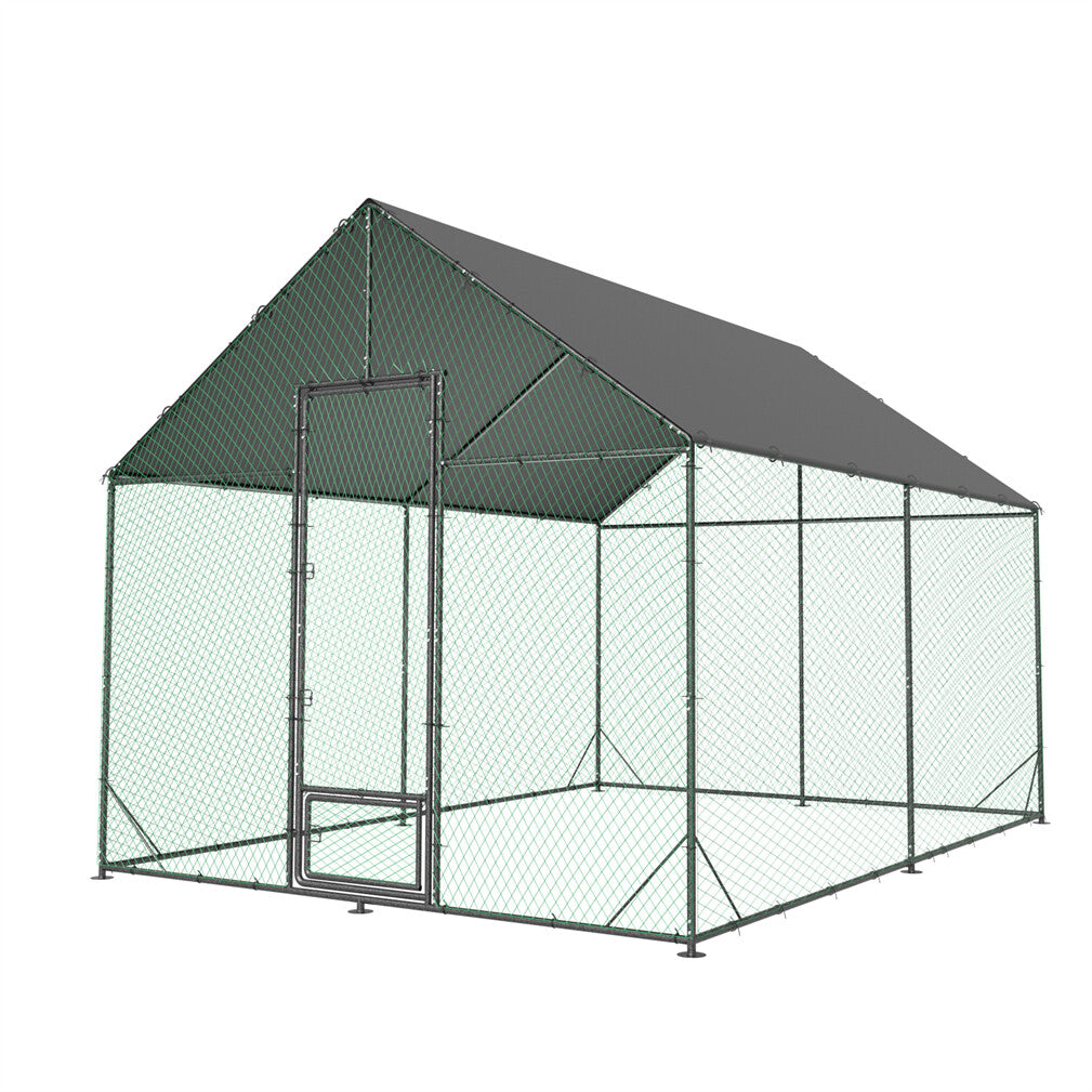 Sturdy Chicken Coop Walk-in Chicken Run Coop Metal Frame 2.7M Height