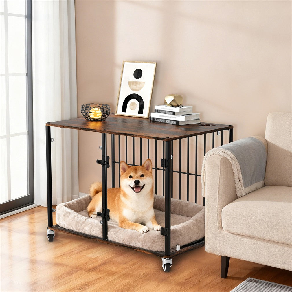 Strong Tempered Glass Dog Cage Furniture Side Table Dog Kennel
