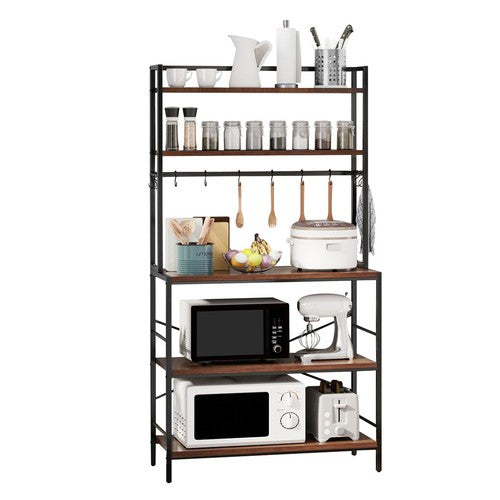 5Tier Kitchen Baker's Rack Utility Storage Shelf Microwave Oven Stand w/ 10Hooks