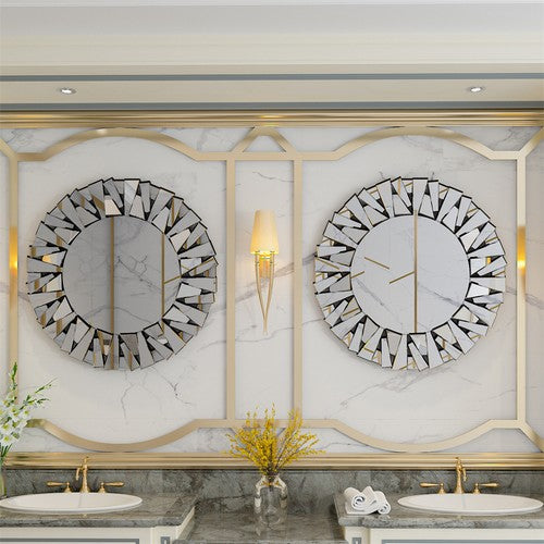 80CM Large Decorative Mirror Unique 3D Starburst Wall Mirror with Beveled Edge