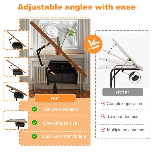 1500 Piece Jigsaw Puzzle Table 4 Adjustable Angle with Cover & 2 Storage Drawers