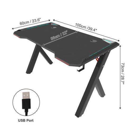 Gaming Desk Computer Table PC Laptop RGB LED Lights Racing Gamer Workstation 40"