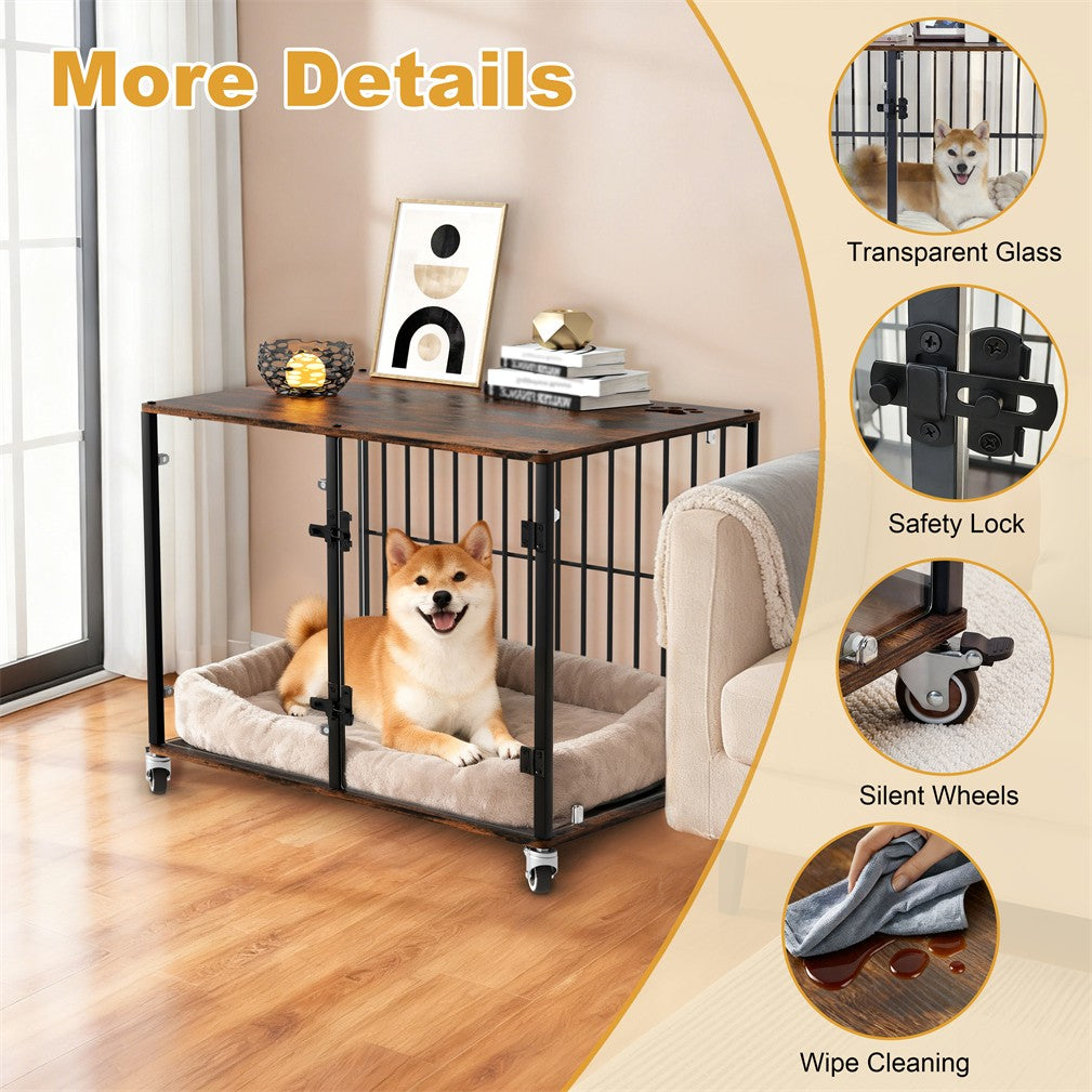 Strong Tempered Glass Dog Cage Furniture Side Table Dog Kennel