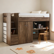 Eeeza Brown Loft Bed With Integrated Storage And Desk