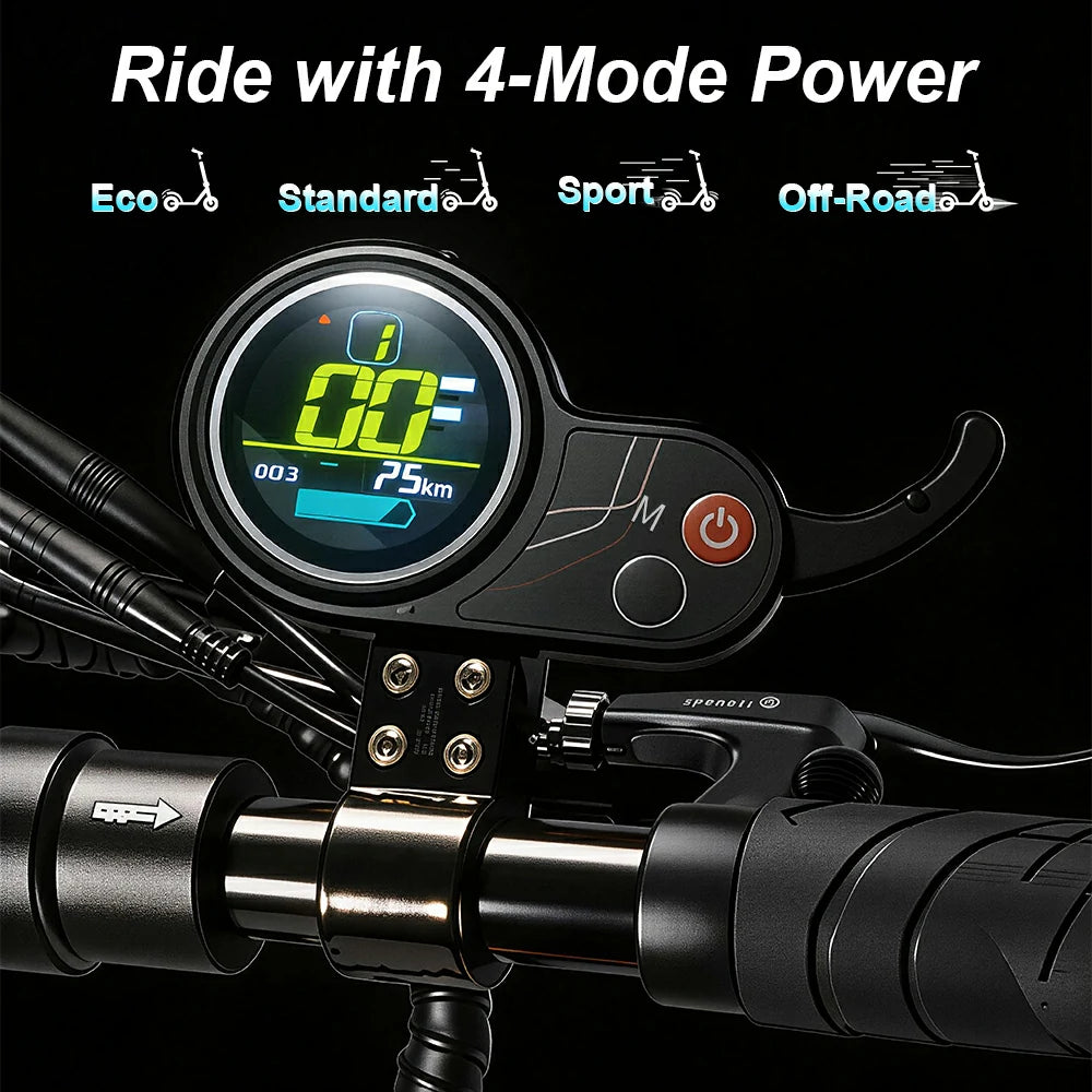 Eeeza All Terrain Electric Scooter with 2000W Power Motors and 11-Inch Vacuum Tires, 4-mode, Black