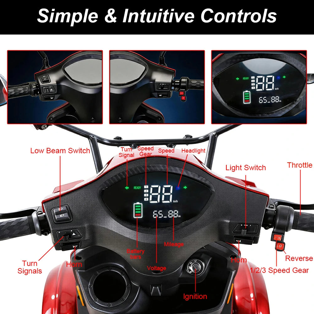 Eeeza B03/B03B 4-Wheel Electric Mobility Scooter, 500W, 150kg Max Load