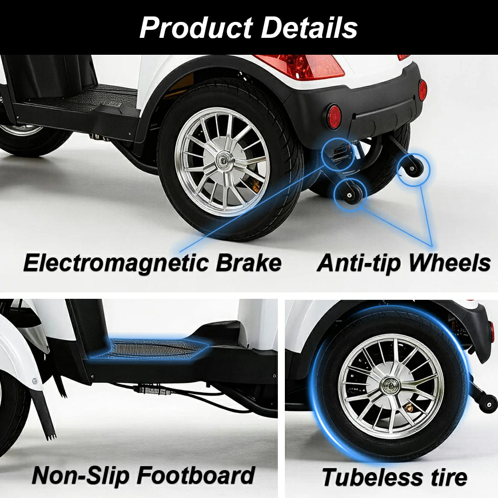 Eeeza B03/B03B 4-Wheel Electric Mobility Scooter, 500W, 150kg Max Load