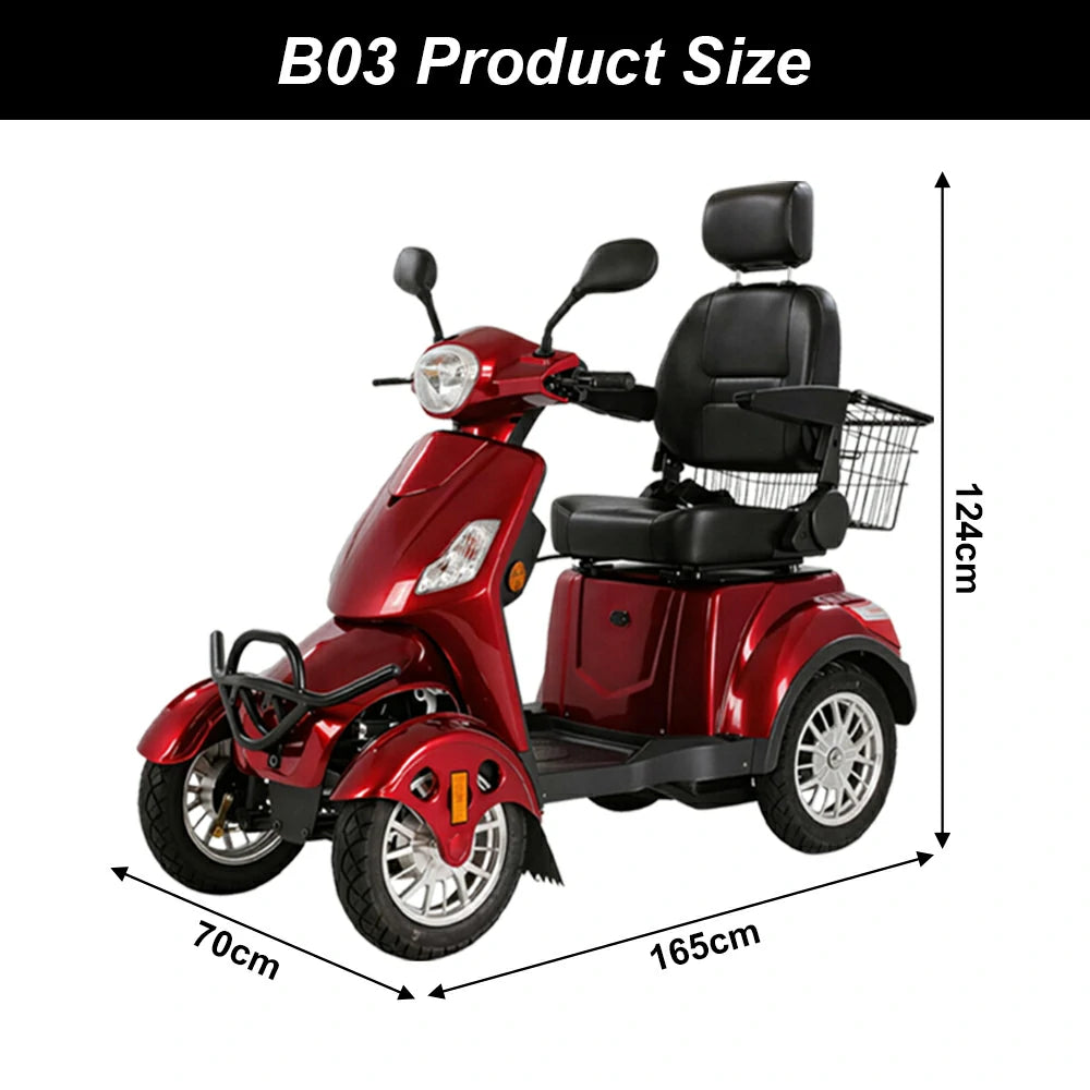 Eeeza B03/B03B 4-Wheel Electric Mobility Scooter, 500W, 150kg Max Load