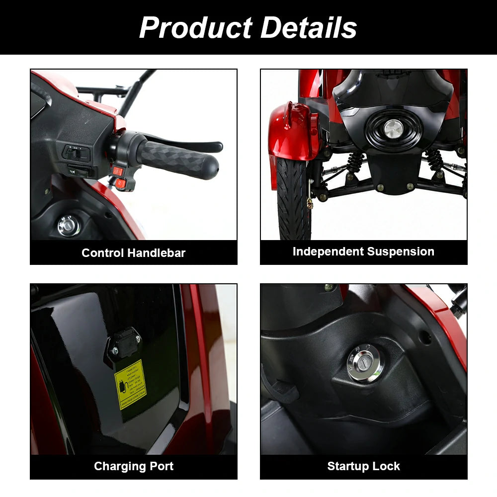 Eeeza B03/B03B 4-Wheel Electric Mobility Scooter, 500W, 150kg Max Load