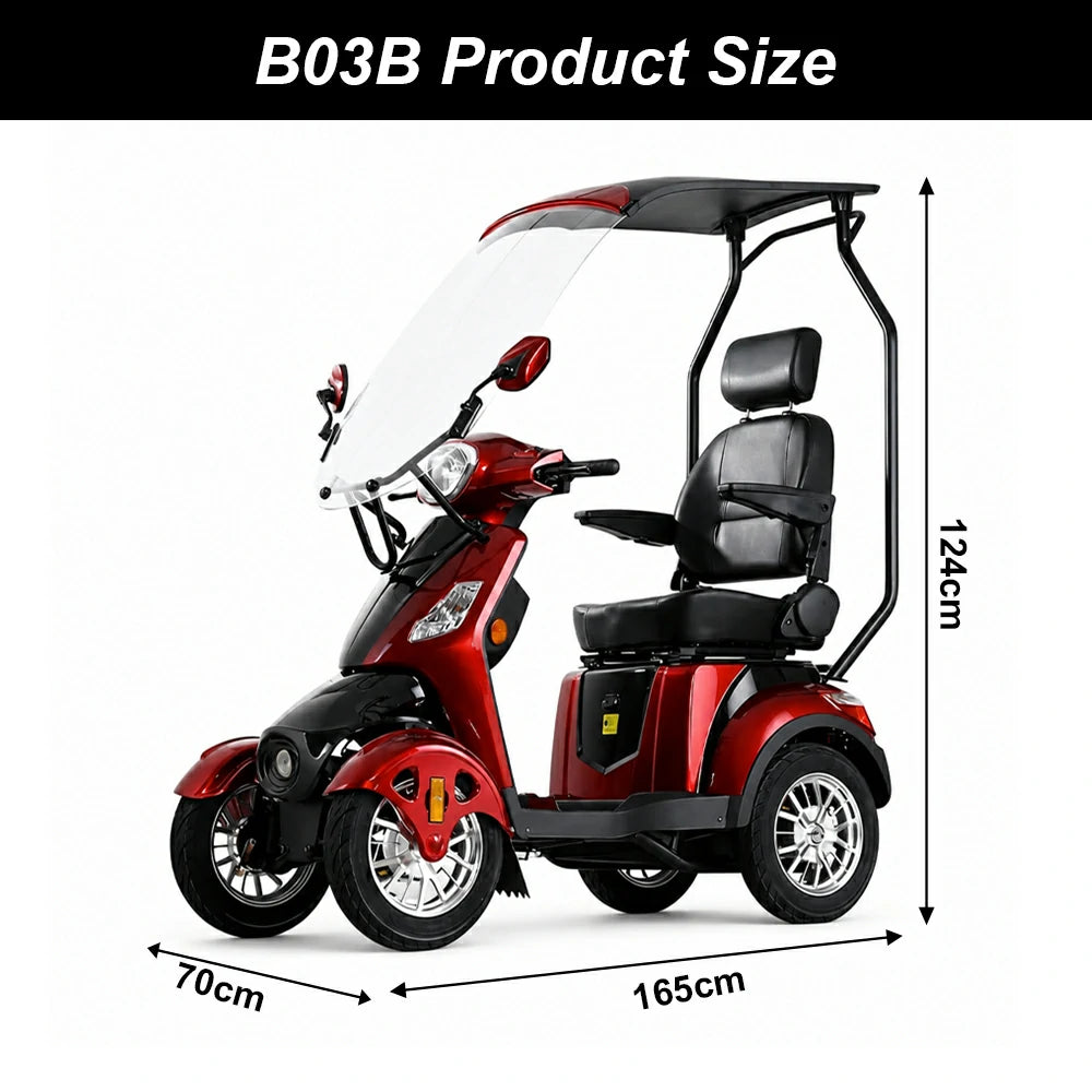 Eeeza B03/B03B 4-Wheel Electric Mobility Scooter, 500W, 150kg Max Load