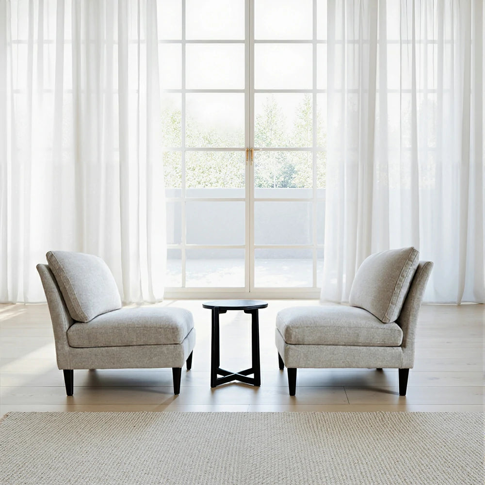 Brio Classic Sofa Chair and Coffee Table Set, Fabric and Wood