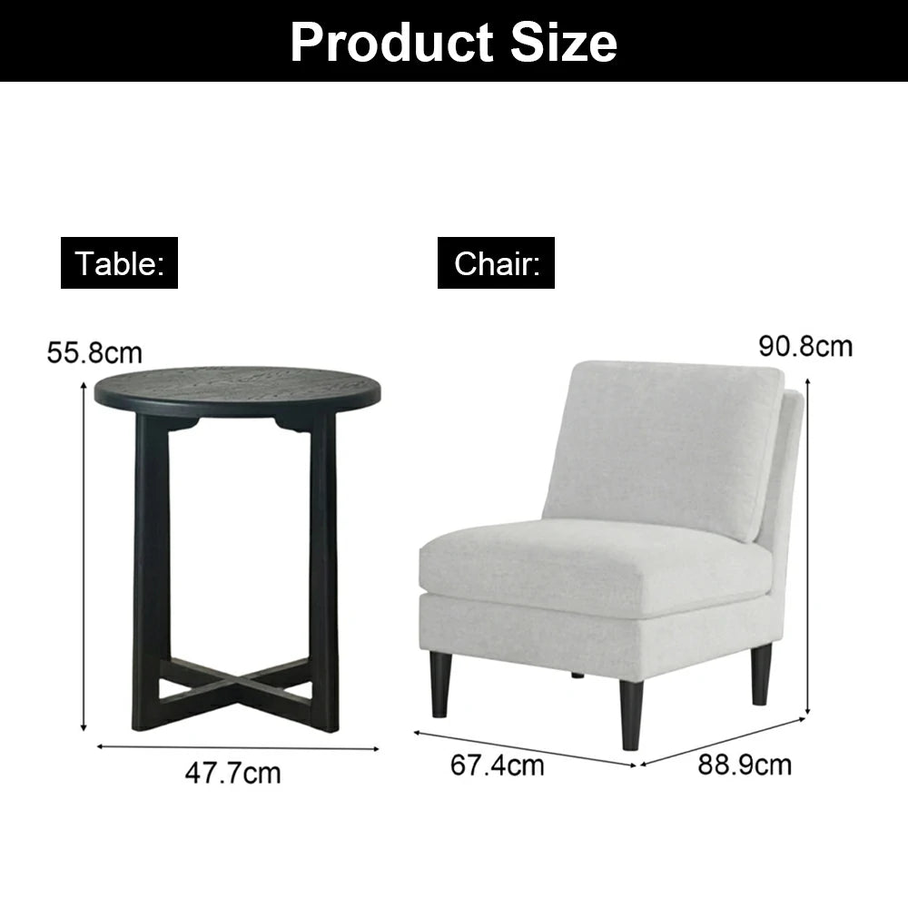 Brio Classic Sofa Chair and Coffee Table Set, Fabric and Wood