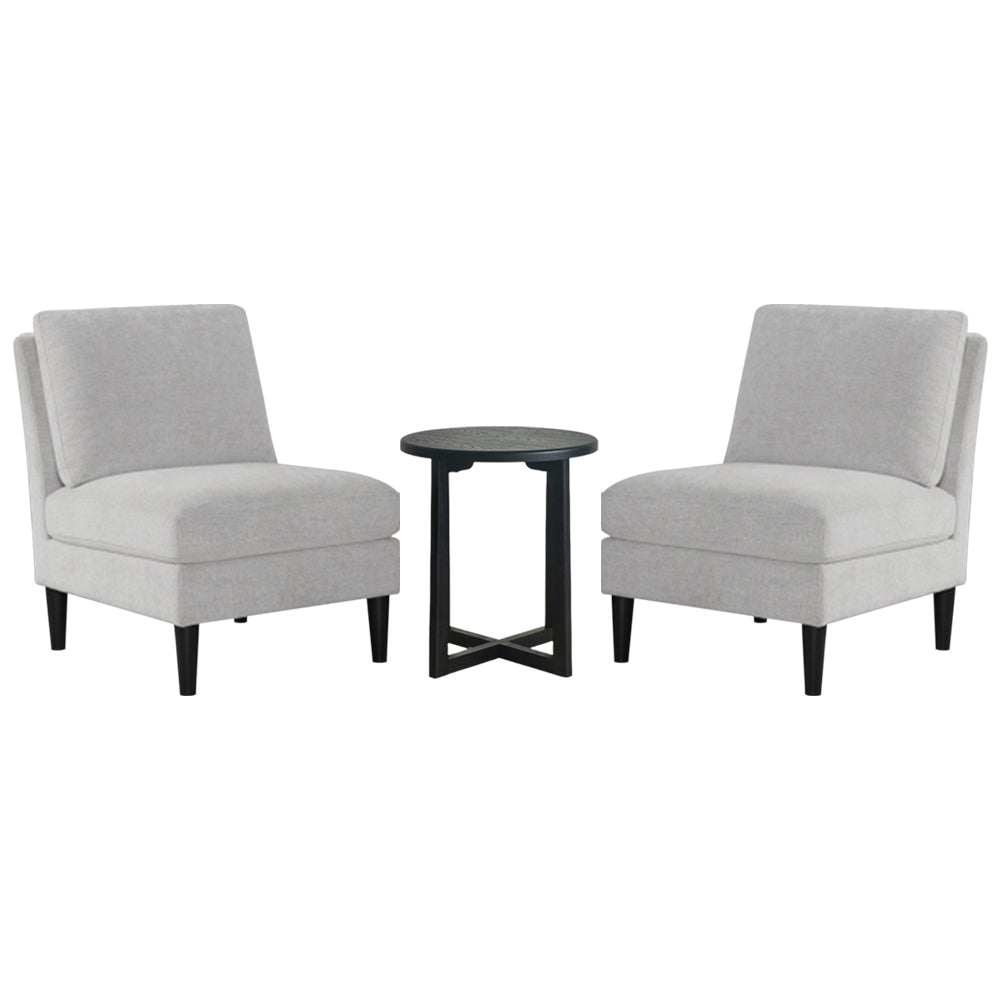 Brio Classic Sofa Chair and Coffee Table Set, Fabric and Wood