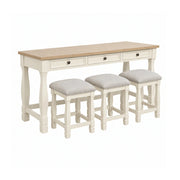 Brio Multi-Purpose Desk and Stools Set, Rubber Wood, White