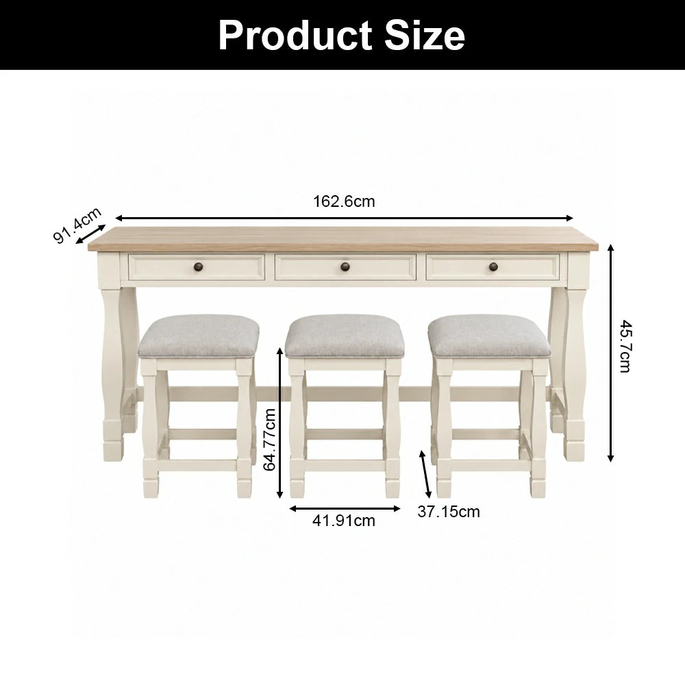 Brio Multi-Purpose Desk and Stools Set, Rubber Wood, White