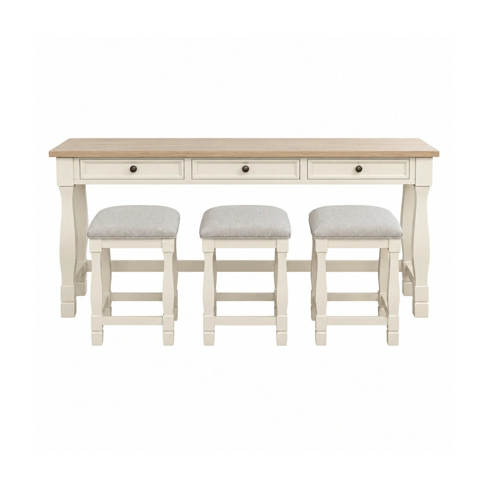 Brio Multi-Purpose Desk and Stools Set, Rubber Wood, White