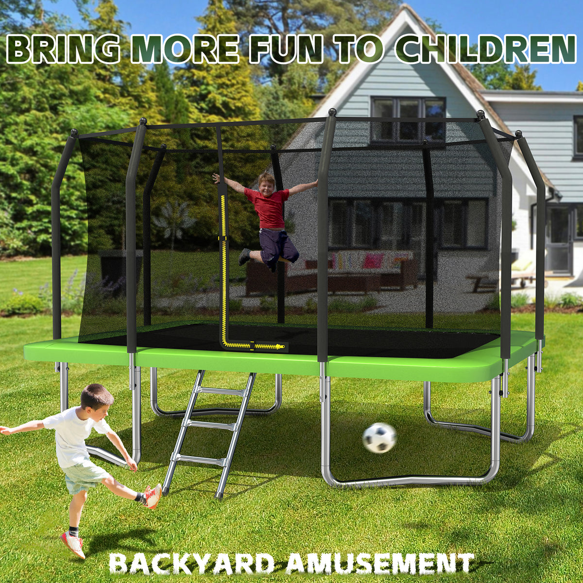Eeeza Outdoor Trampoline, Rectangular, 100kg Capacity, 9*12 Ft