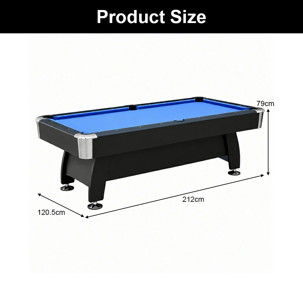 Billiard Table with Accessories, Ball Return, Blue Velvet Cloth, 7Ft